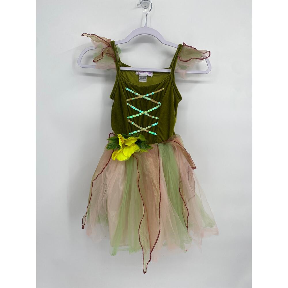 Princess Dress Green Lace Up Flower Tulle Skirt Medium